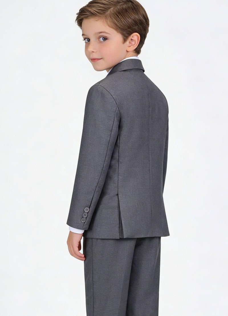 Addneo Kids Tuxedo,Suits for Boys Slim Fit 5 Piece Formal Suit Set Youth Suits Gray Size 12 - Image 3